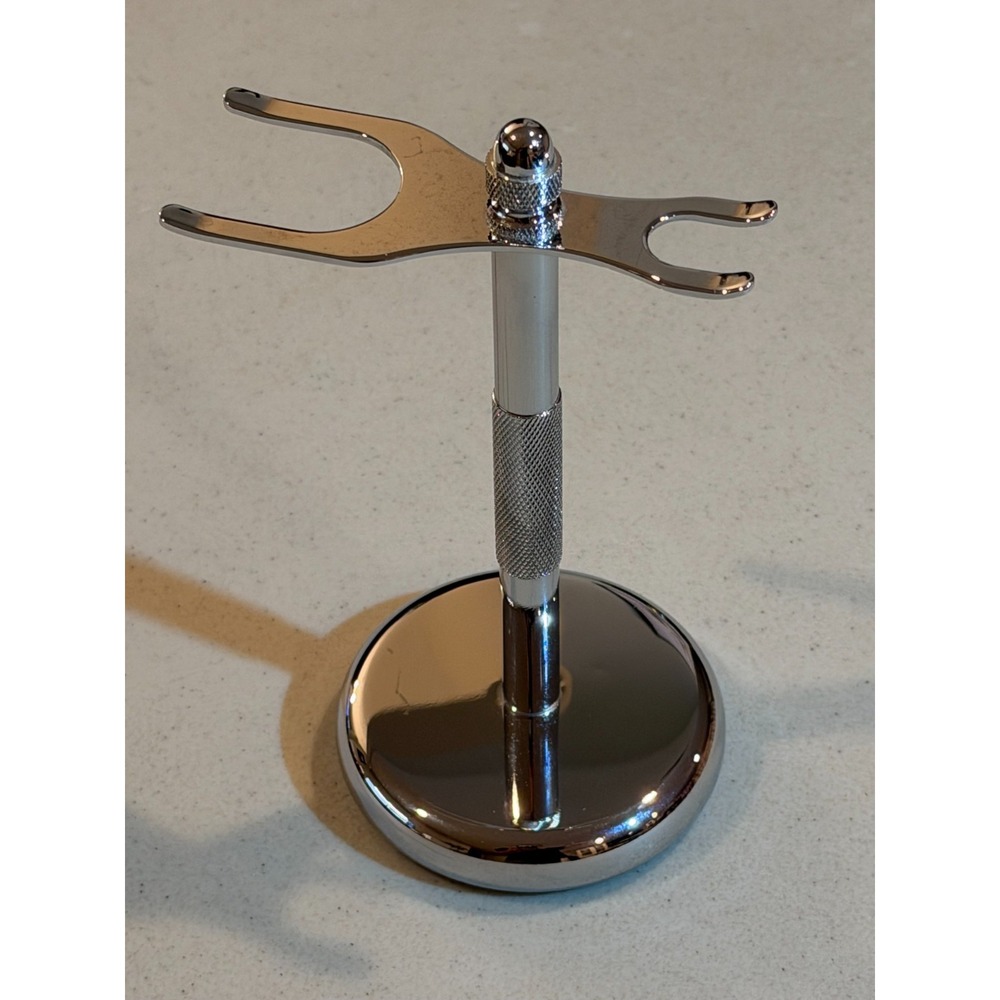 Heavyweight Chrome Shaving Brush & Razor Stand Adjustable Wet Shaving Holder
